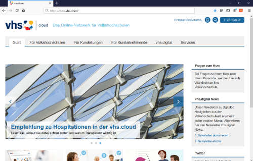 Screenshot vom vhs.cloud Portal