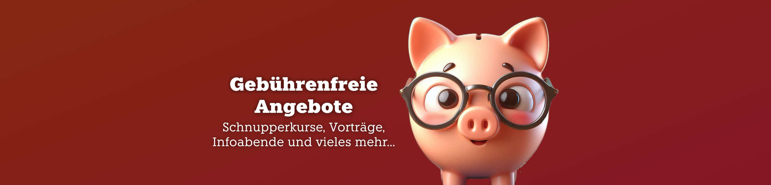 Gebührenfreie Angebote. Sparschwein vor rotem Hintergrund