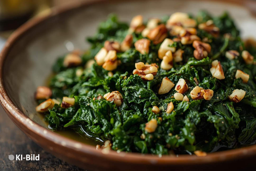 Ein Teller mit Grünkohl